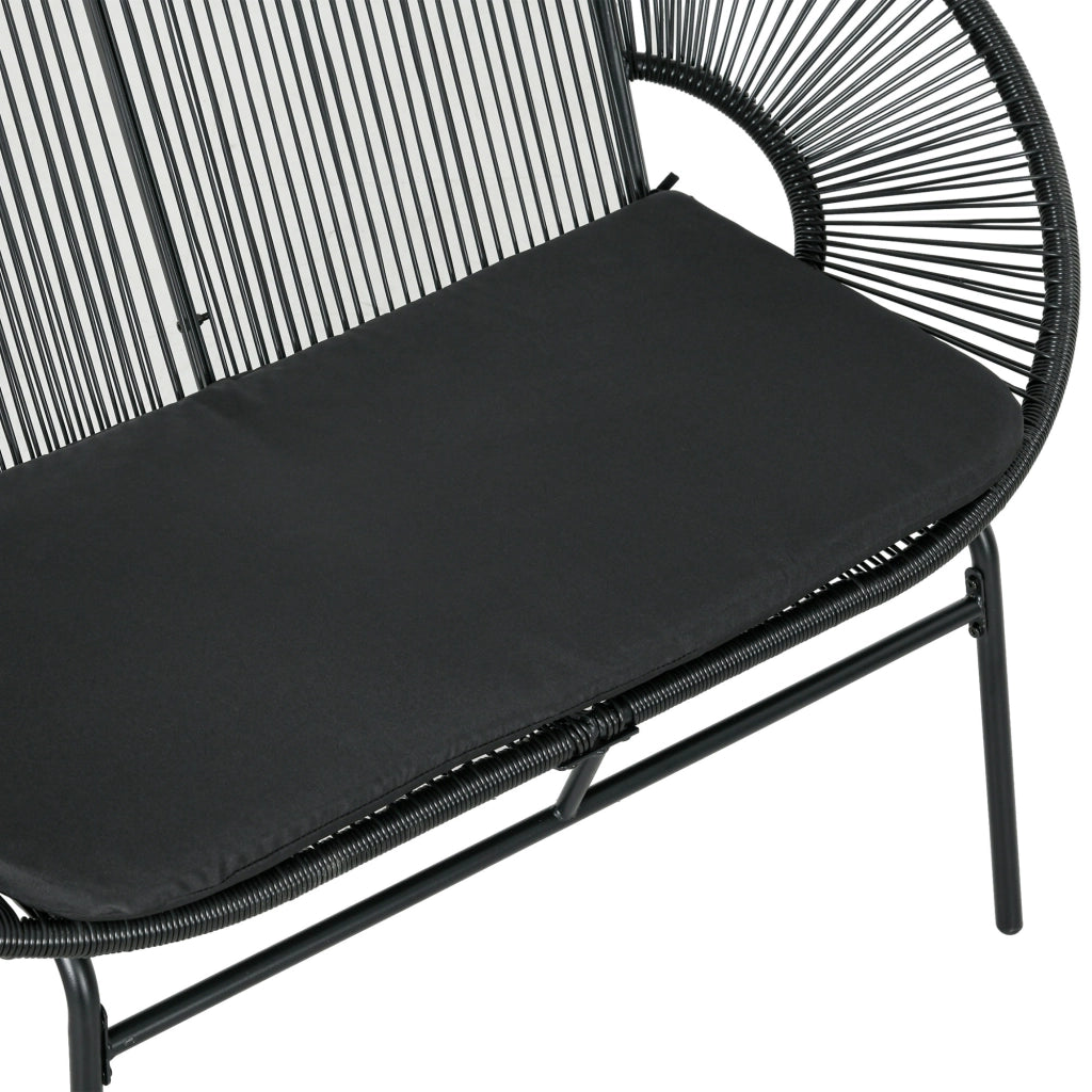 Divano da Giardino 2 Posti in Rattan PE ¨C zephmum ¨C 132x72x83 cm, Nero