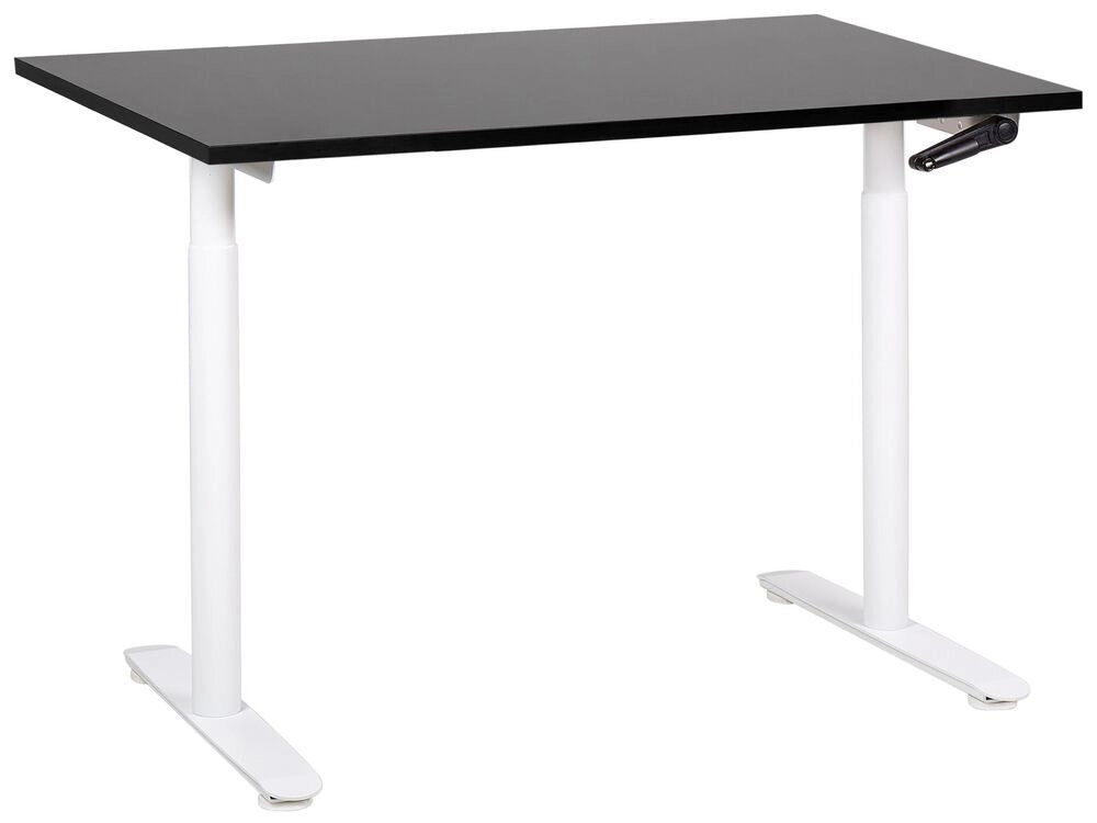 Scrivania regolabile in altezza manualmente nero e bianco 120 x 72 cm Struttura in acciaio verniciato a polvere