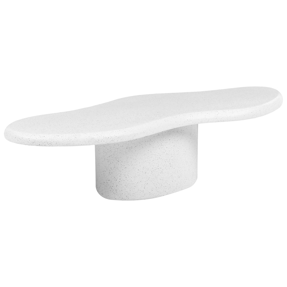 Tavolino decorativo in MgO, forma irregolare, resistente alle macchie, alla ruggine, all'acqua e al vento, 120 x 57 cm, bianco