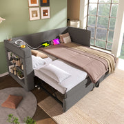 LETTO Divano 90x190 cm con letto estraibile USB Type-C tessuto grigio