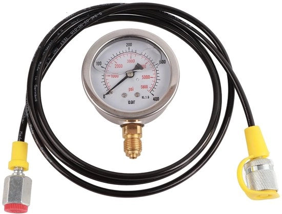 Set di Drukmeter 0~400 BAR/6000PSI - Connettori M16x2-BSP1/4 - Tubo 1,5 m - Resistente allo Shock - Resistente ai Reagenti Chimici - Drukmeter Idraulico