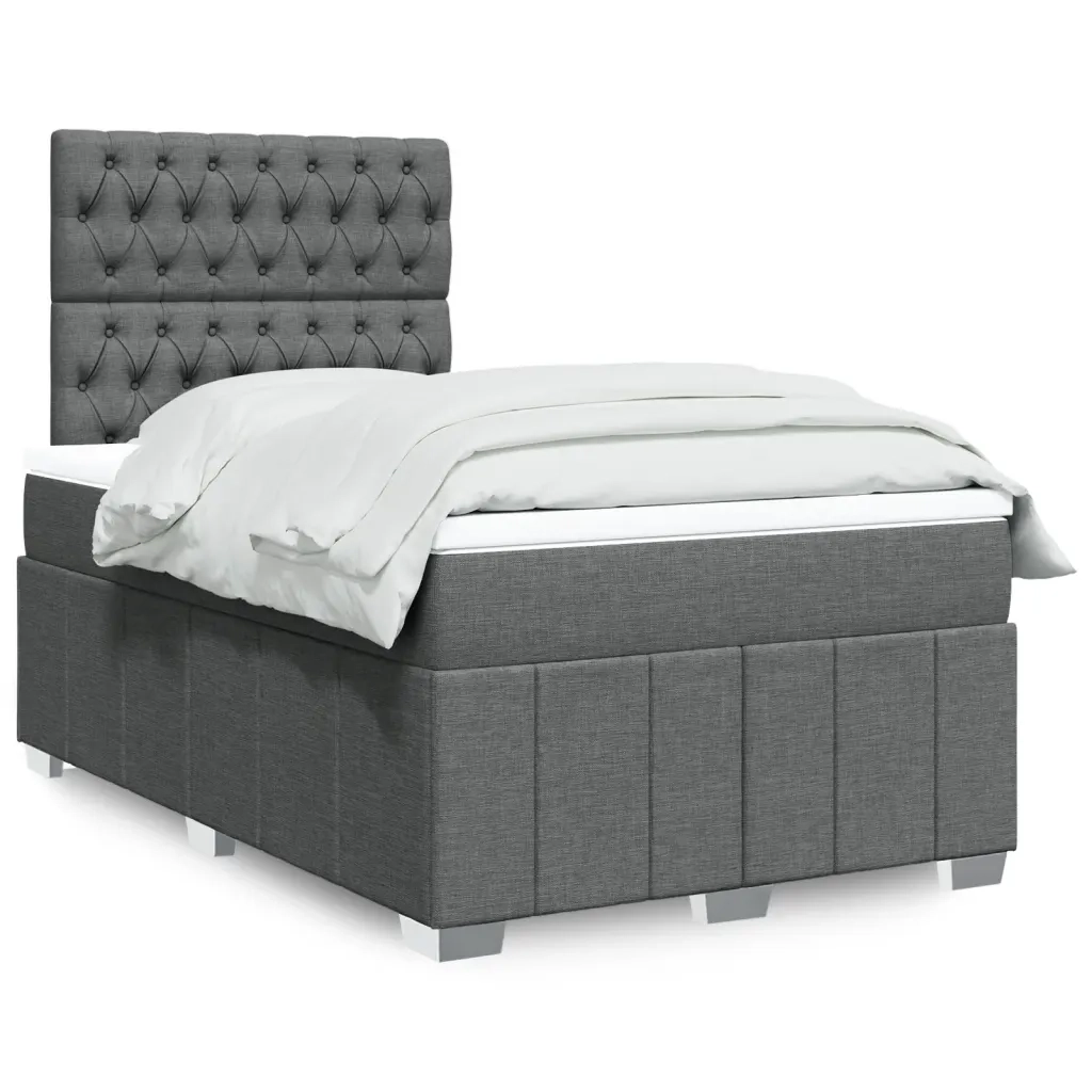 Giroletto a Molle con Materasso Grigio Scuro 120x200 cm Tessuto