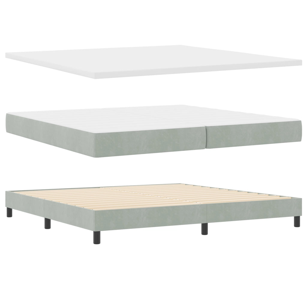 Letto con Box Spring e Materasso  Grigio Chiaro 200x200 cm Velluto