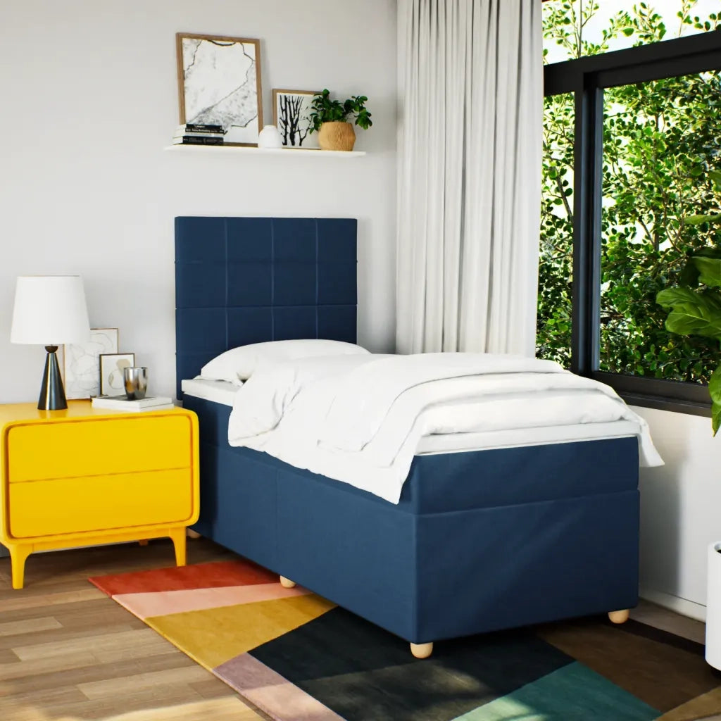 vidaXL Giroletto a Molle con Materasso Blu 100x200 cm in Tessuto