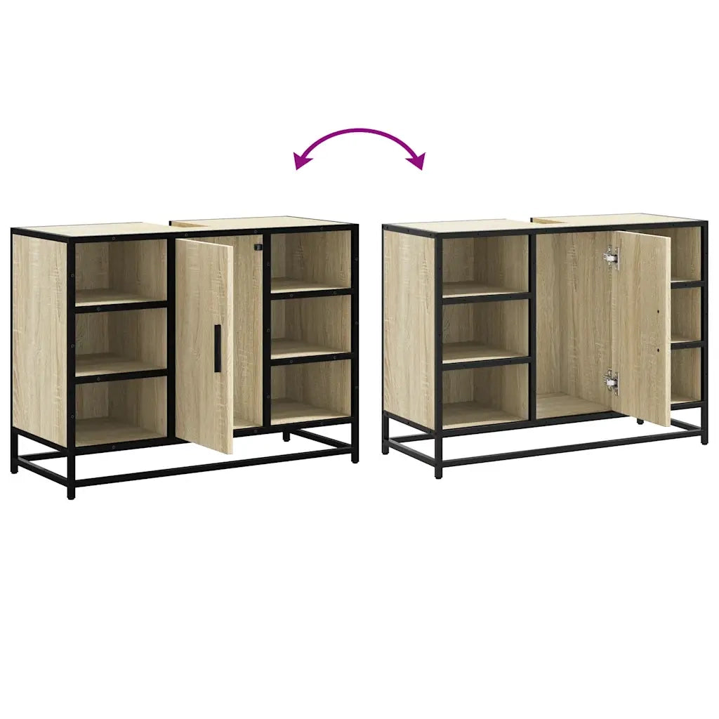 Mobiletto per Lavabo da Bagno Rovere Sonoma 80x33x60 cm Legno Massello 849290