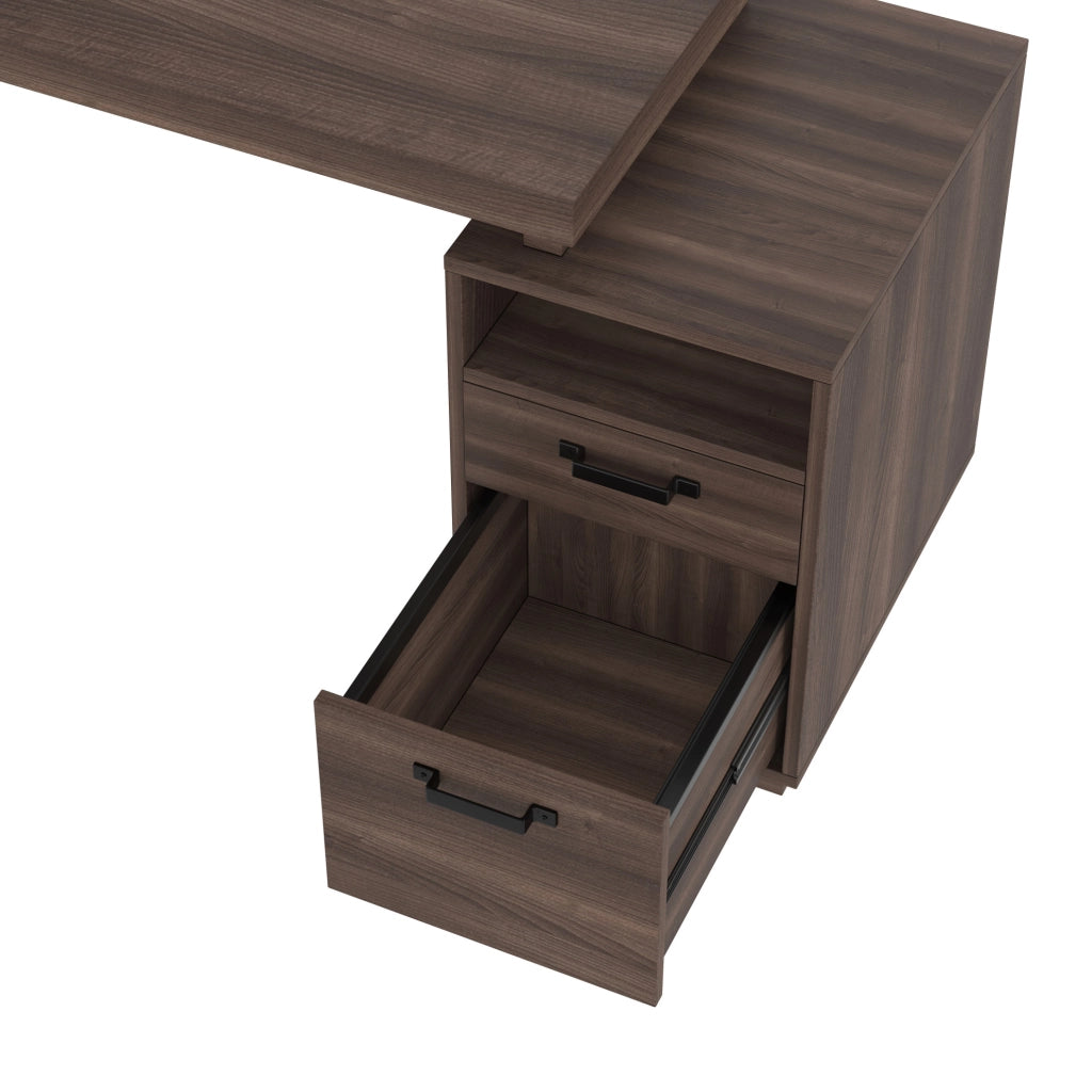 Scrivania marrone 135 x 54 cm in MDF e metallo con cassetto e vani