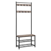 Appendiabiti guardaroba guardaroba ingresso con panca e ripiani porta scarpe ganci struttura in metallo altezza 175 cm stile industriale greige e nero 12_0002353