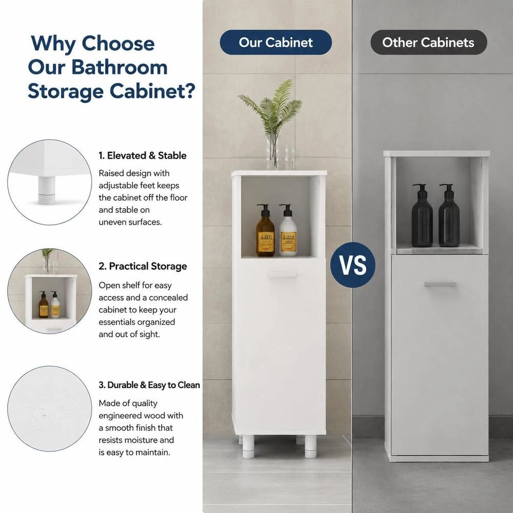 Bathroom Cabinet, White, 30x30x95 Cm, Wood-based Material