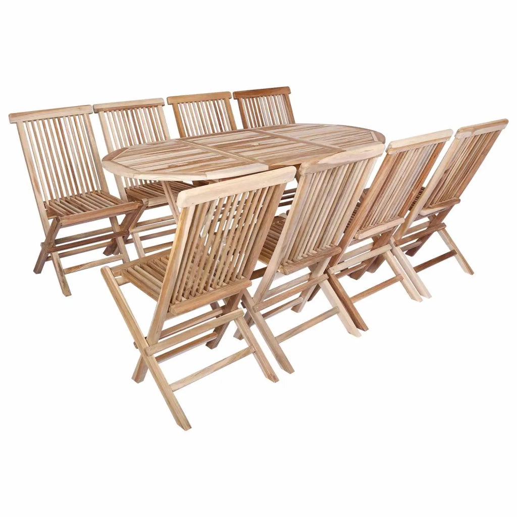 Set di Mobili da Giardino 9 pz Naturale Legno di teak solido 3418863