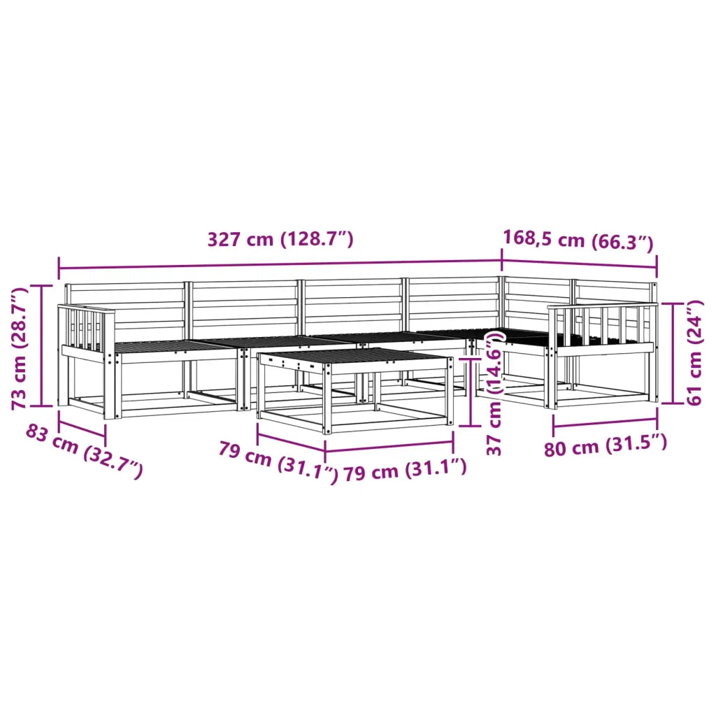 Set di divani da esterno 6 pcs Bianco 79 x 79 x 37 cm 3386473