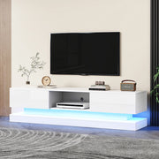 Mobile TV bianco lucido 160 cm con LED RGB, 2 cassetti e controllo app