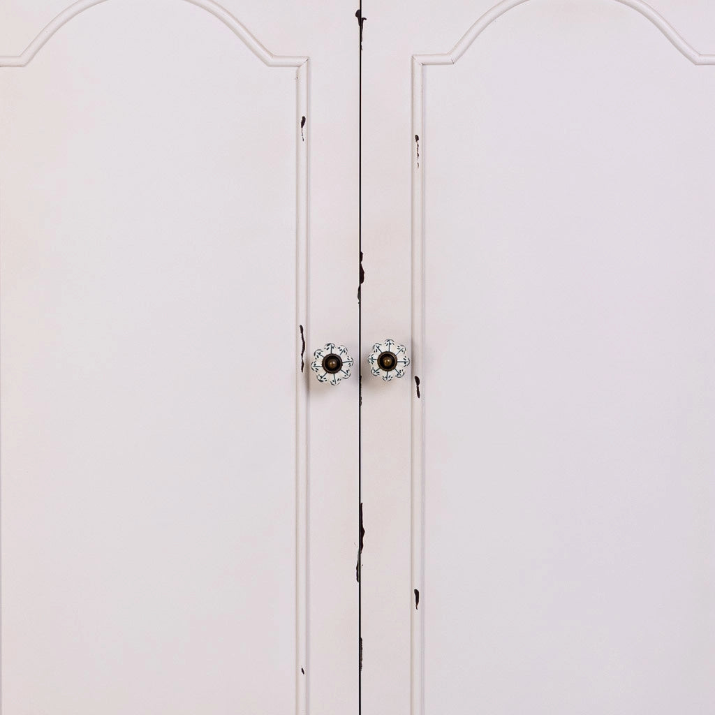Console in legno bianco con 2 cassetti e 2 porte 80x38x110,5h cm