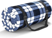 Assecco per picnic 200x200cm - Impermeabile e resistente al sabbia - Pieghevole con cinghia a spalla - Lavabile asciugabile - Tela da giardino a riquadri blu e bianco