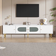 Mobile porta TV con 4 ante, 2 passacavi e cerniere silenziose, pannello truciolare bianco, 170 × 35 × 50 cm