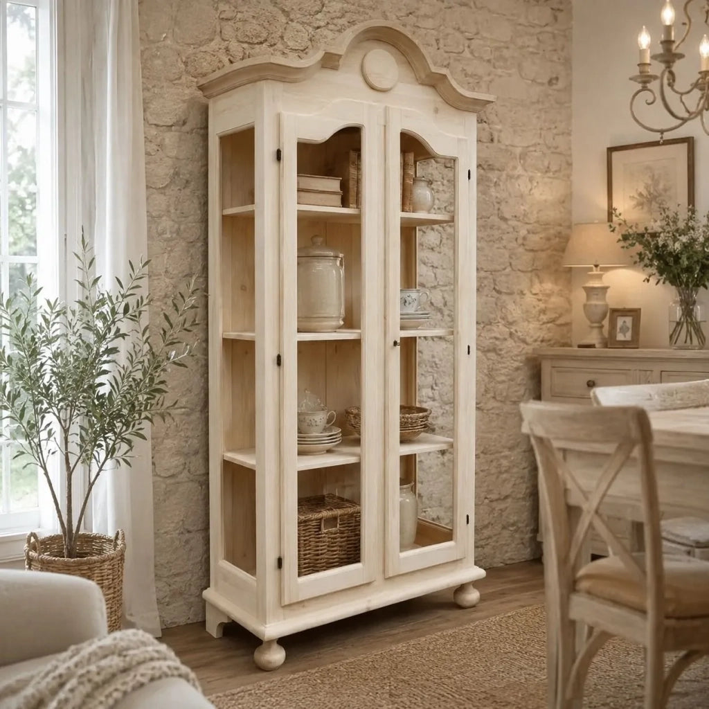 Vetrina 2 porte 3 ripiani legno grezzo 103x45x197 (958) - Mobili 2G