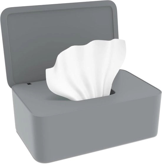 Dispensatore di asciugamani per il bagno, scatola di carta igienica umida per bambini e adulti, dispensatore di asciugamani per il bagno con coperchio per esterno, interni e ufficio - 18,5 * 12,2 * 7 cm - grigio