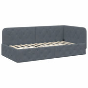 Letto singolo | Letto per adulti | Cornice del letto ad angolo Grigio scuro 90 x 200 cm Velluto