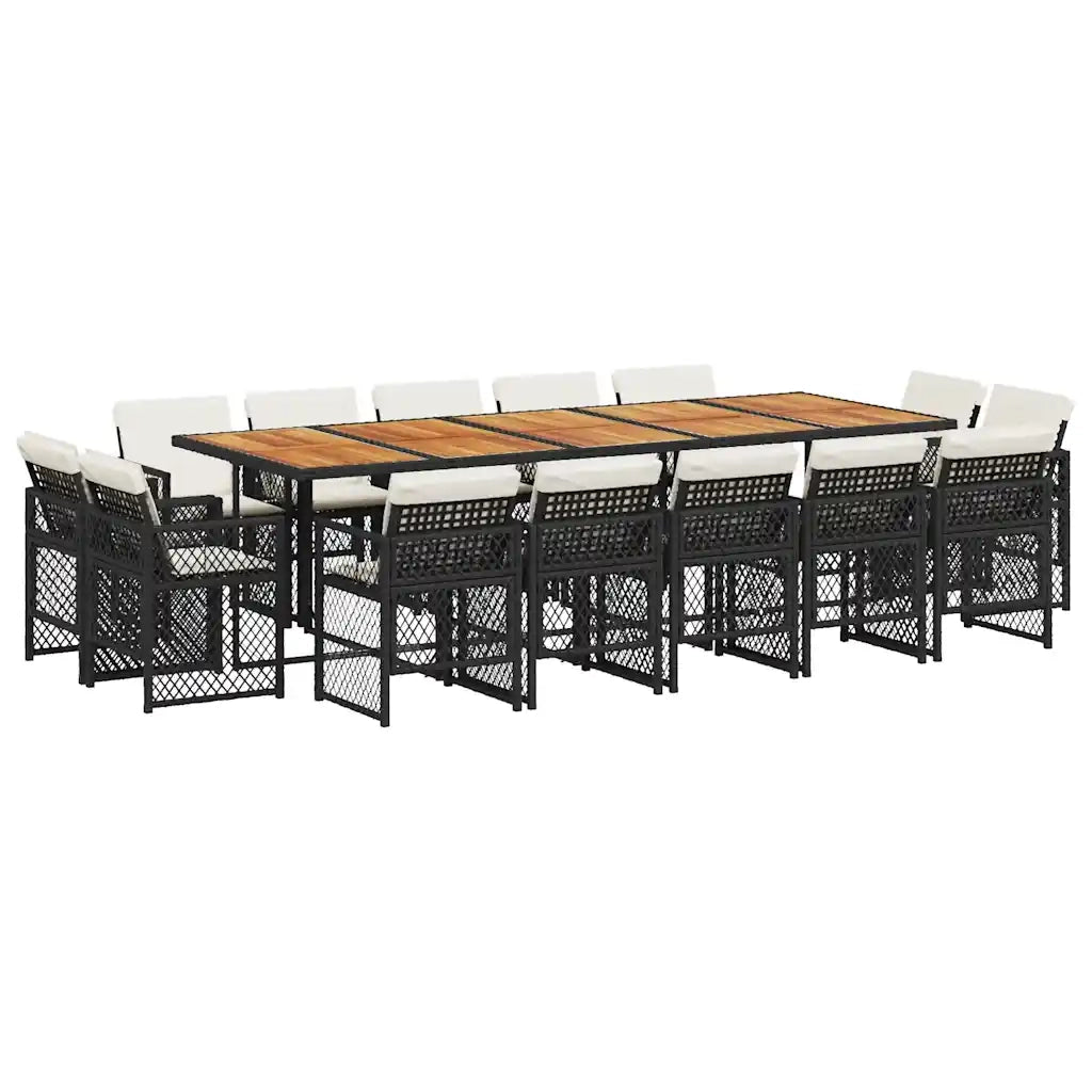 vidaXL Set da Pranzo da Giardino 15 pz con Cuscini Nero in Polyrattan