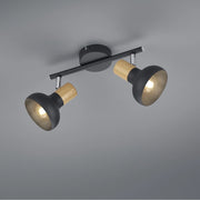 BARRA 2 SPOT E14 LATIKA 30CM NERA/LEGNO