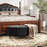 Pouf con Spazio di Archiviazione Imbottito, Chiusura Ammortizzata, Tessuto Effetto Velluto, 120 x 46 x 42 cm, Grigio Scuro