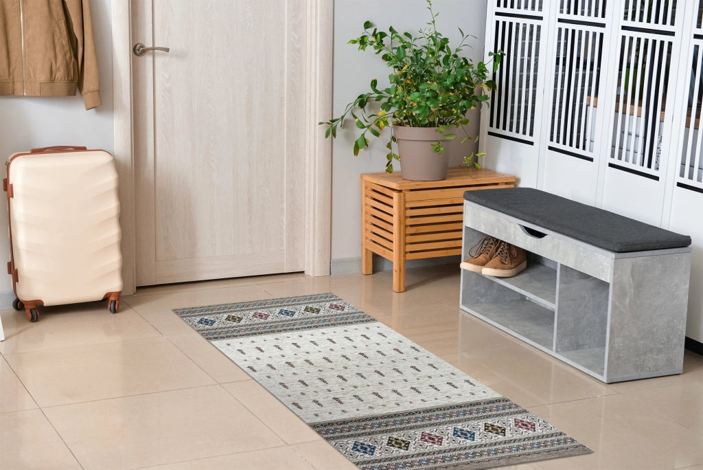 Tappeto Arredo Moderno Morbido in Ciniglia Ingresso Antiscivolo Prodotto Italiano  Soggiorno Camera Salotto Disegni Piazzati Cotone Varie Misure Grande Loom/Fango - 65x175 cm