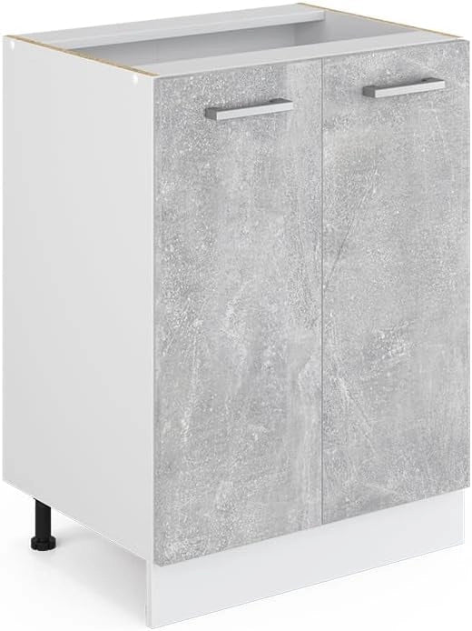 Mobiletto base cucina R-Line, Calcestruzzo, 60 cm senza piano di lavoro, per la libera combinazione all'interno di sistemi cucina modulari