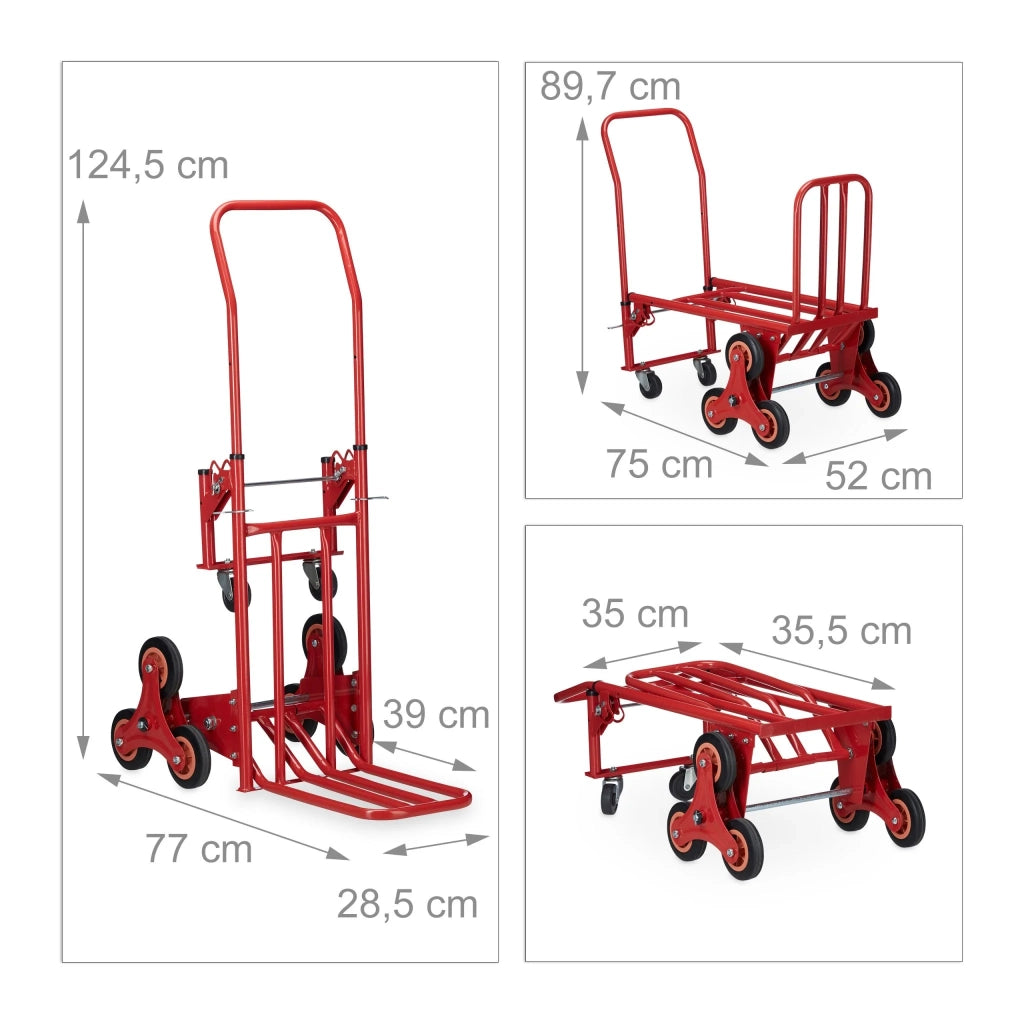 Saliscale multifunzione 2 in 1 trasloco fai da te 150 x 60 x 60 cm in acciaio rosso 13_0003876