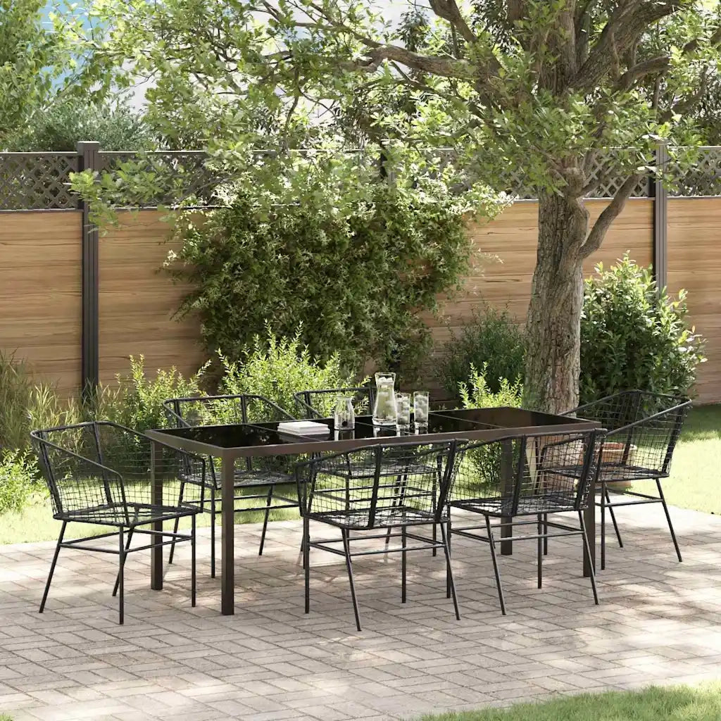 Set da Pranzo per Giardino 7 pcs Nero polyrattan 3380895