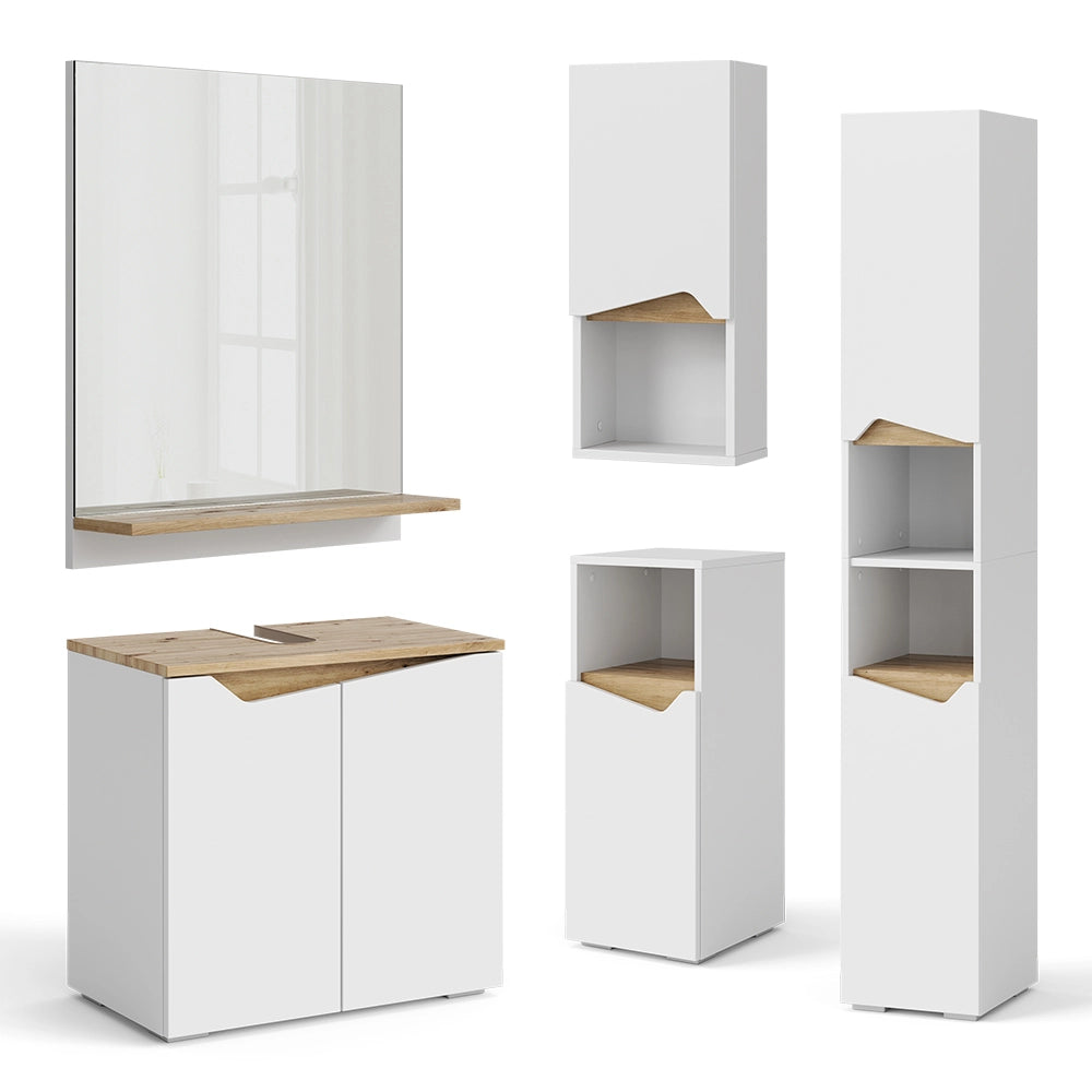 Vicco Mobiletto bagno Bianco 30 x 74.5 cm con porta e scomparto aperto