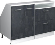 Set di mobili sottotetto Rion, Calcestruzzo nero, 120 cm Set di 2 carcasse armadio profondità 60 cm, adatto per il salvaspazio sotto tetti spioventi