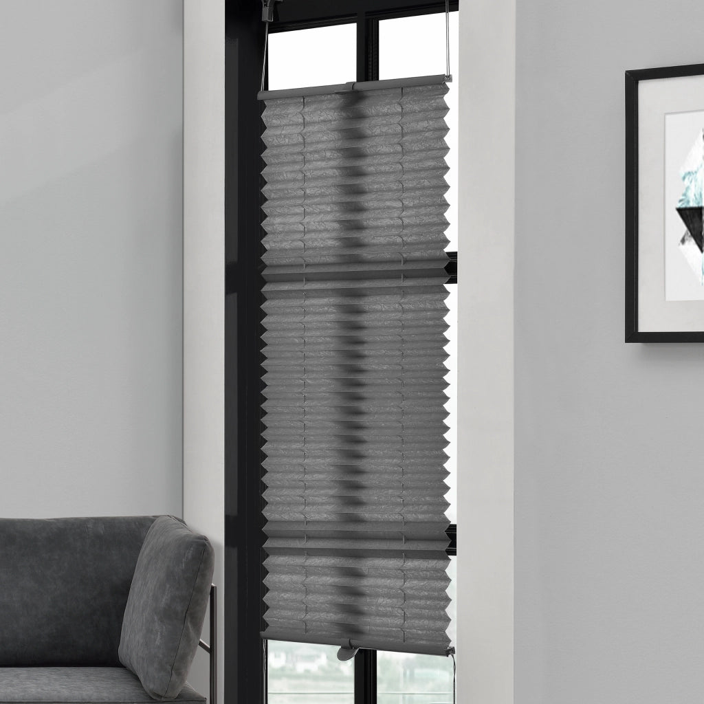 [neu.haus] Tenda Plissé Klemmfix  (35 x 125 cm) (grigio) - protezione sole e luce - opaco (senza bisogno di praticare
