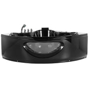 Vasca Idromassaggio Angolare Nero Sanitario Acrilico con Luci LED 10 Getti Massaggio 190 x 138 cm Stile Moderno