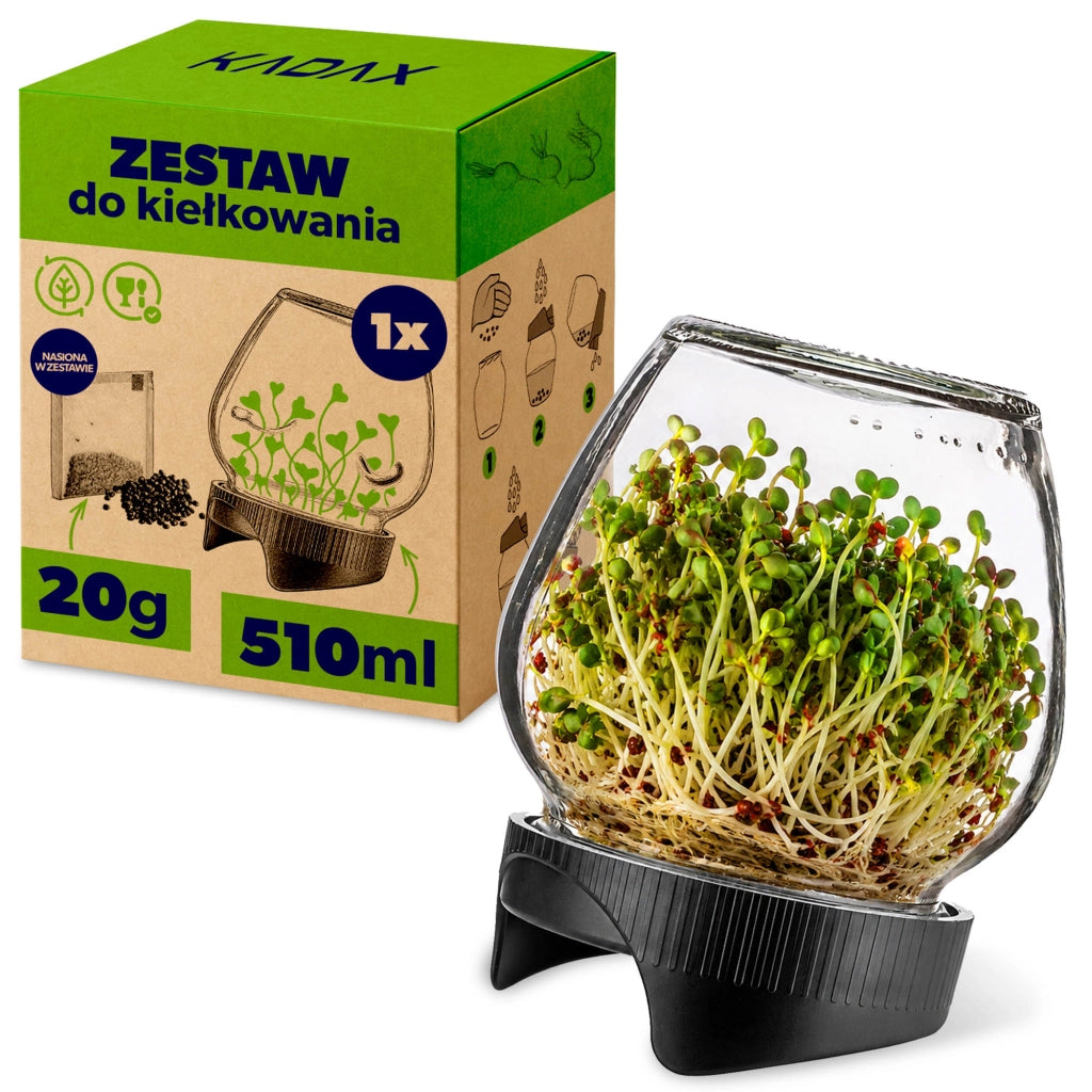 KADAX Zestaw Słój Amfora fi82 580ml 5802-9 + Plastikowa zakrętka do słoików fi82, kiełkownica K17500