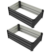 Set di 2 Letti per Orto Rialzato con Fondo Aperto 100x60x30cm in Acciaio Galvanizzato Grigio