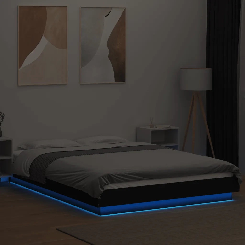 Giroletto con Luci LED Nero 120x190 cm in Legno Multistrato 3281141
