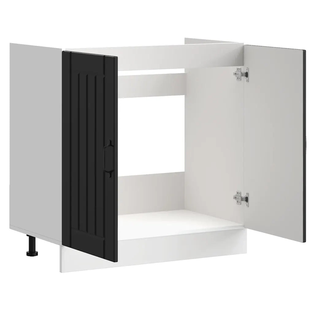 vidaXL Mobile Base Lavello Lucca Nero in Legno Multistrato