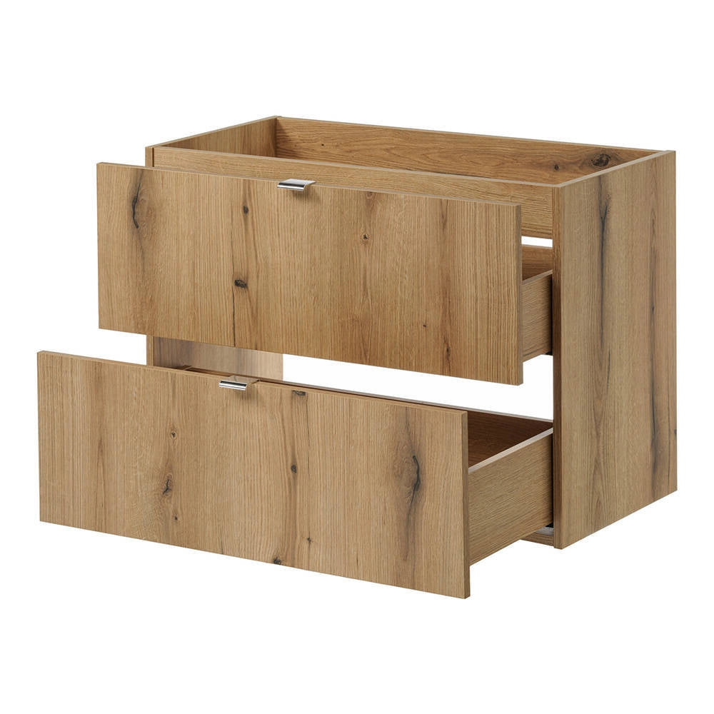 Mobile Sottolavabo NEWPORT da Parete a 2 Cassetti 80x60x40 cm - Effetto Rovere/Nero [en.casa]