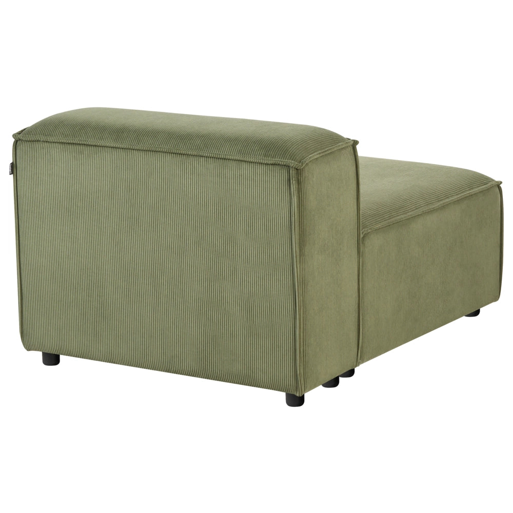 Poltrona imbottita componibile 1 posto velluto a coste verde con gambe nere Stile moderno