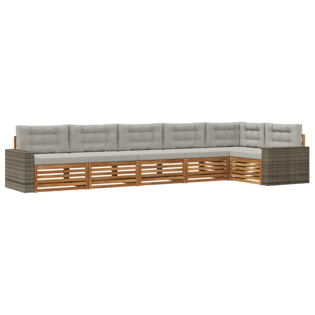 Set di divani da esterno 6 pz Naturale e Grigio Chiaro 3383429