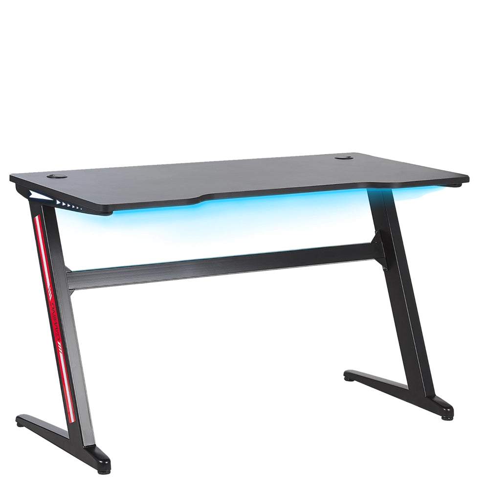Scrivania da gioco con gambe in metallo MDF Nero rettangolare 120 x 60 cm con luci RGB Mobili per ufficio a casa dal design moderno