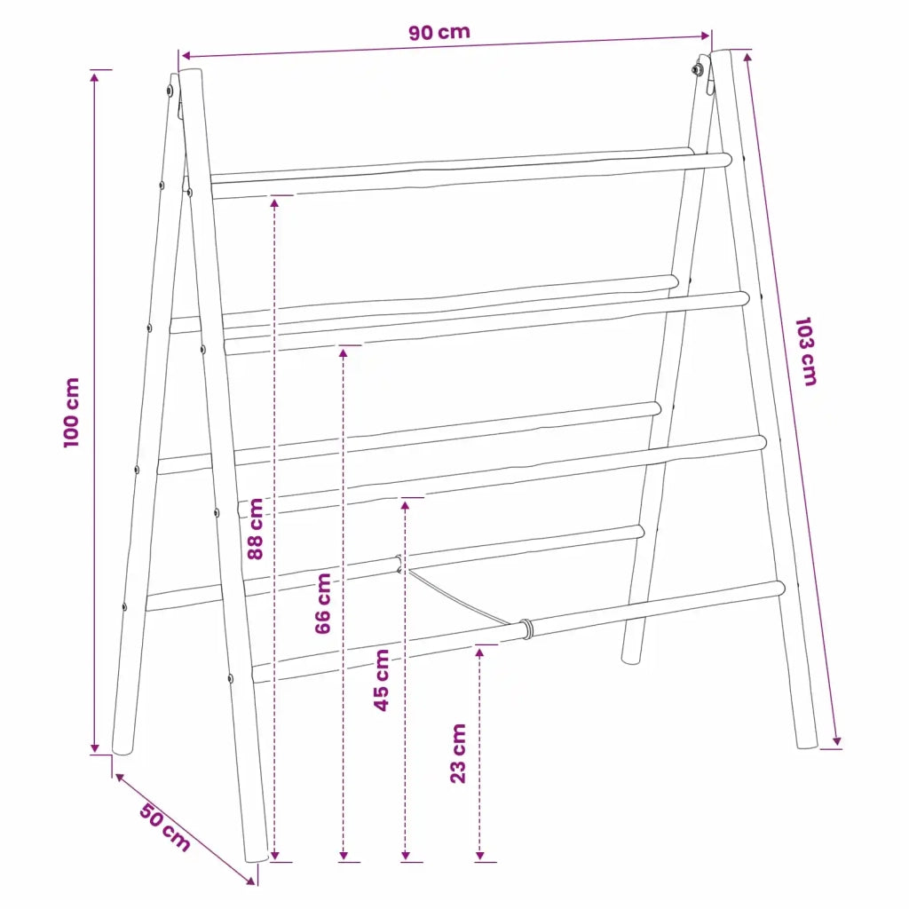 Scala per coperte a doppio lato Nero 90 x 50 x 100 cm Bambù 42027171