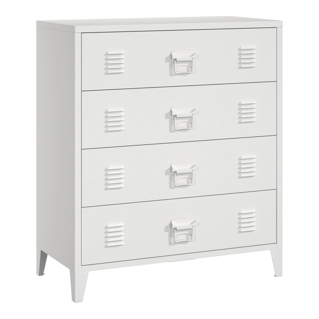 Cassettiera Hämeenlinna Comò in Acciaio con 4 Cassetti 92 x 80 x 40 cm Bianco [en.casa]