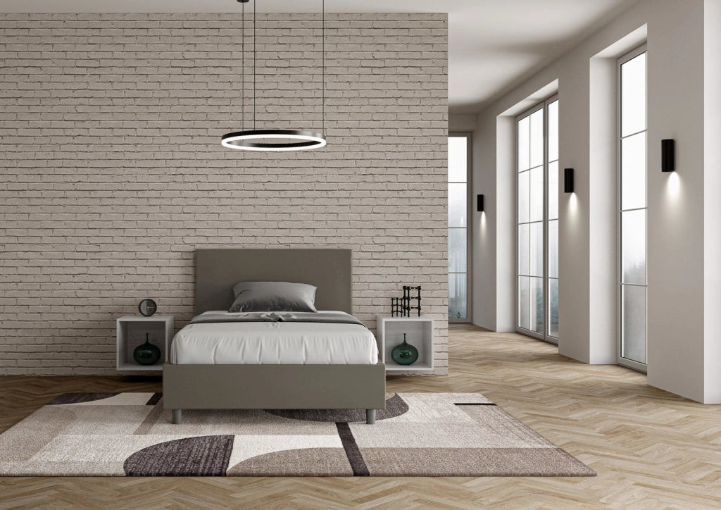 Letto una piazza e mezza senza rete imbottito 120x210 similpelle tortora Adele
