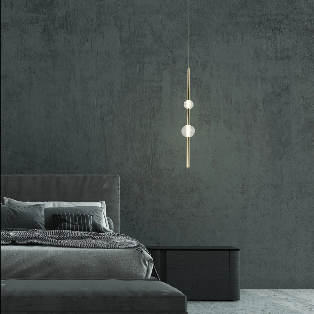 Lampada a sospensione VAKU oro sfere vetro LED 8W 4000K