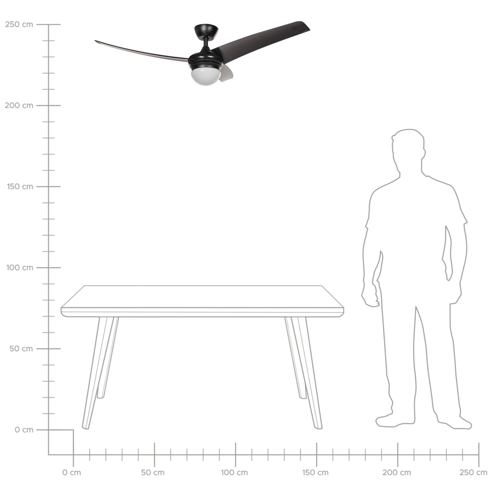 Ventilatore da soffitto in metallo nero luce telecomando 6 velocità 3 temperature 36 cm soggiorno cucina stile tradizionale
