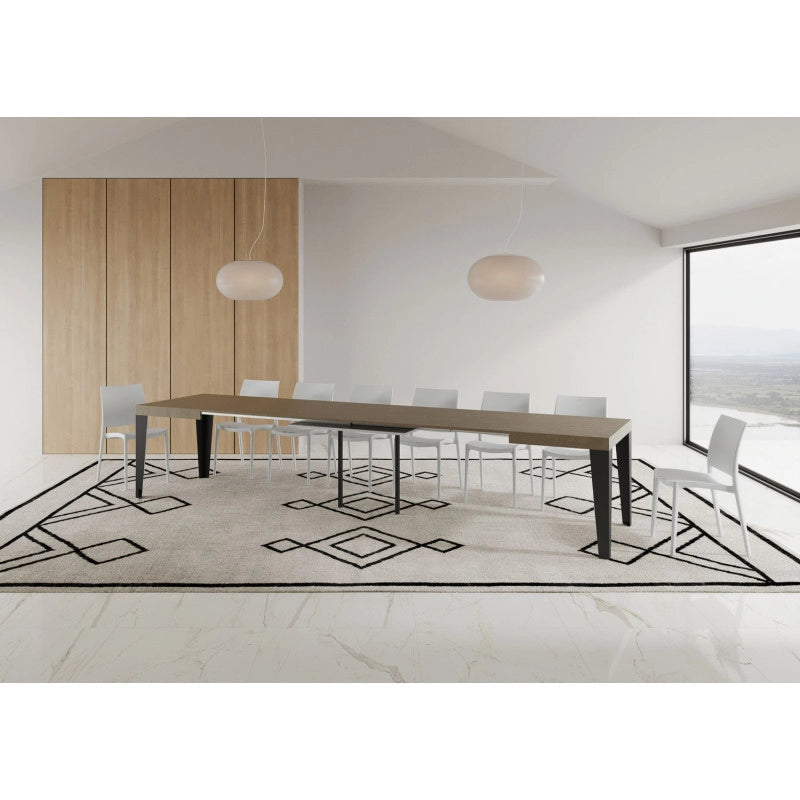 Tavolo allungabile 120/380x90 cm Flame telaio Antracite - Tortora