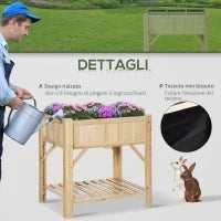 Letto per Orto Rialzato con 6 Scomparti in Legno di Abete, 78.5x58x81cm