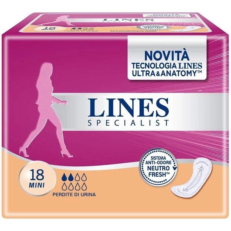 LINES SPECIALIST MINI IN CONFEZIONE DA 18PZ CON TECNOLOGIA ANTI ODORE