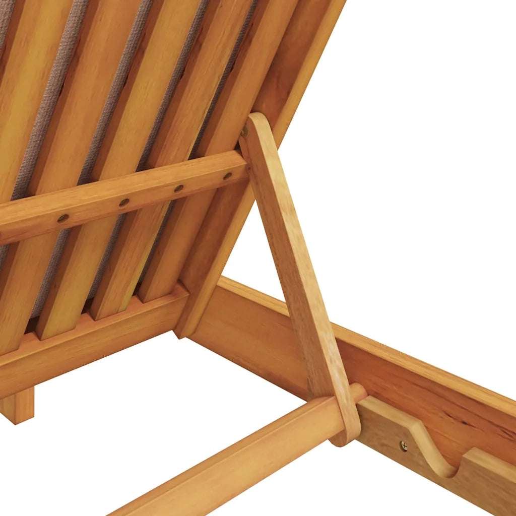 Lettino da sole con cuscino Beige Legno di Acacia Massello 3407701