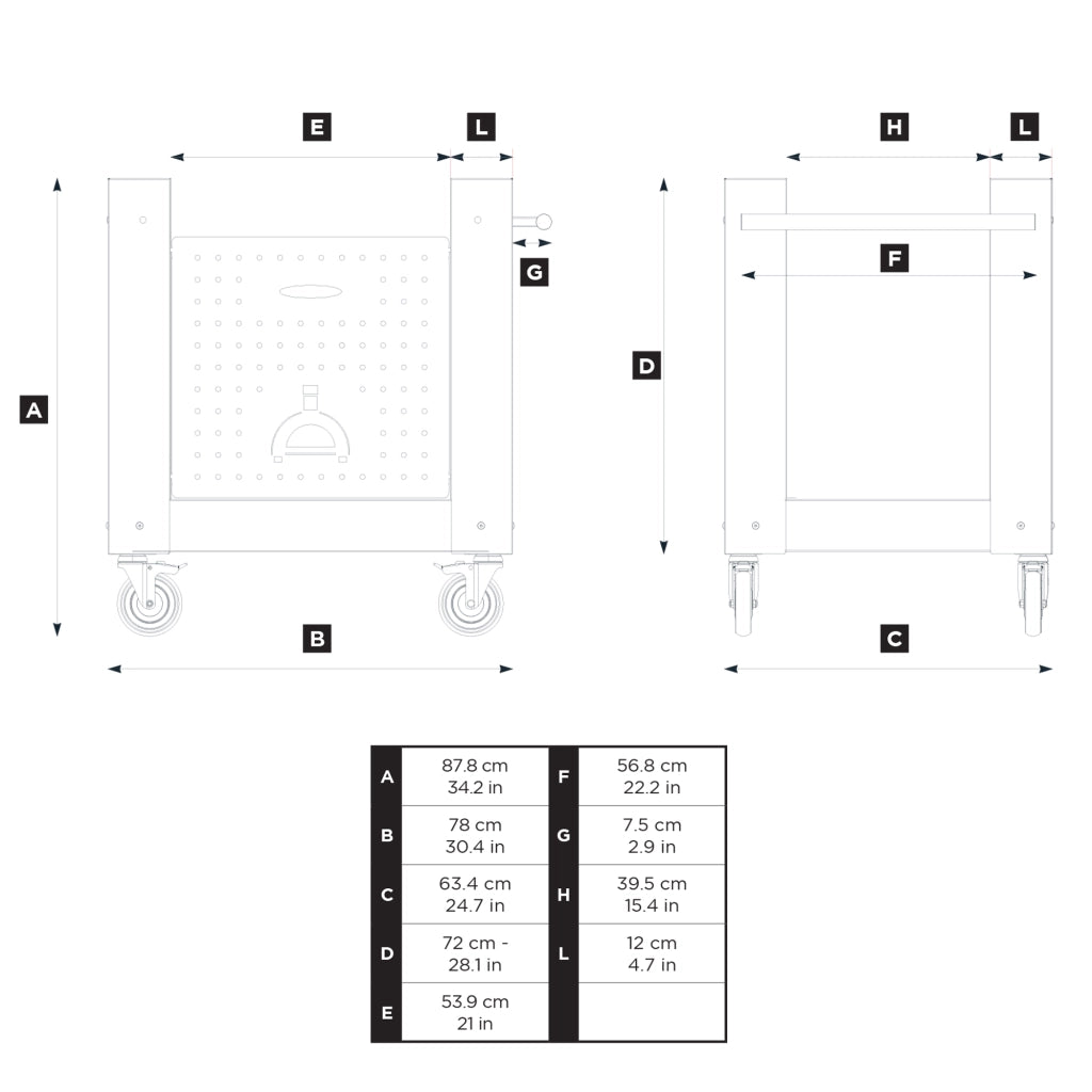 Base per Forni Pizza 78x63,4x88 cm 5 Minuti Alfa Nero